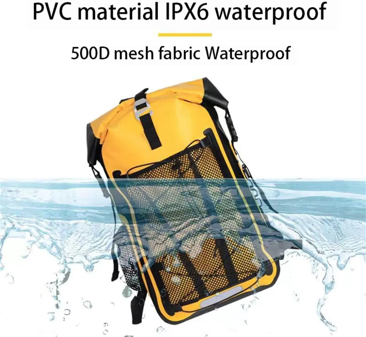 Waterproof Backpack Kayak Dry Bag Backpack Waterproof 30L, Lightweight Roll Top Dry Bag for Boating Surfing Camping (White,30L)