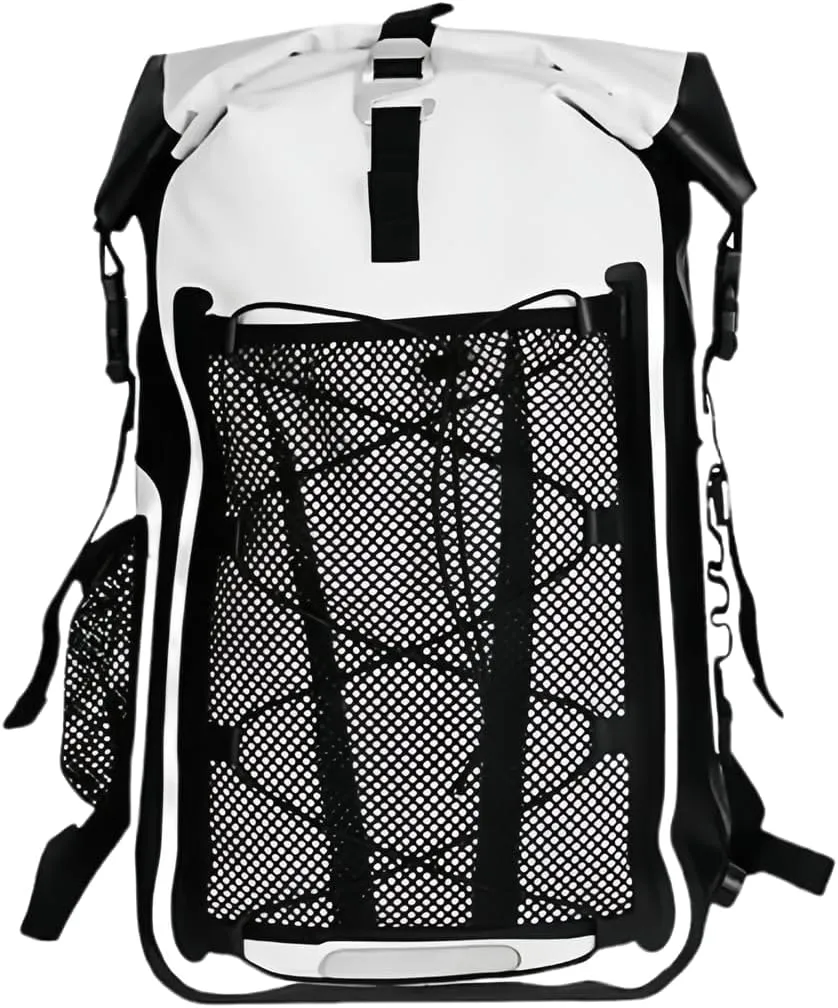 Waterproof Backpack Kayak Dry Bag Backpack Waterproof 30L, Lightweight Roll Top Dry Bag for Boating Surfing Camping (White,30L)
