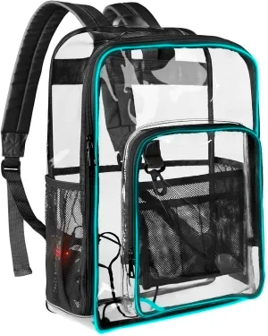 Waterproof Clear Backpack, 3 Modes Illuminated transparent backpack with Adjustable Straps for Women Men, Heavy Duty See Through Backpack for Work Sports Event (Black)