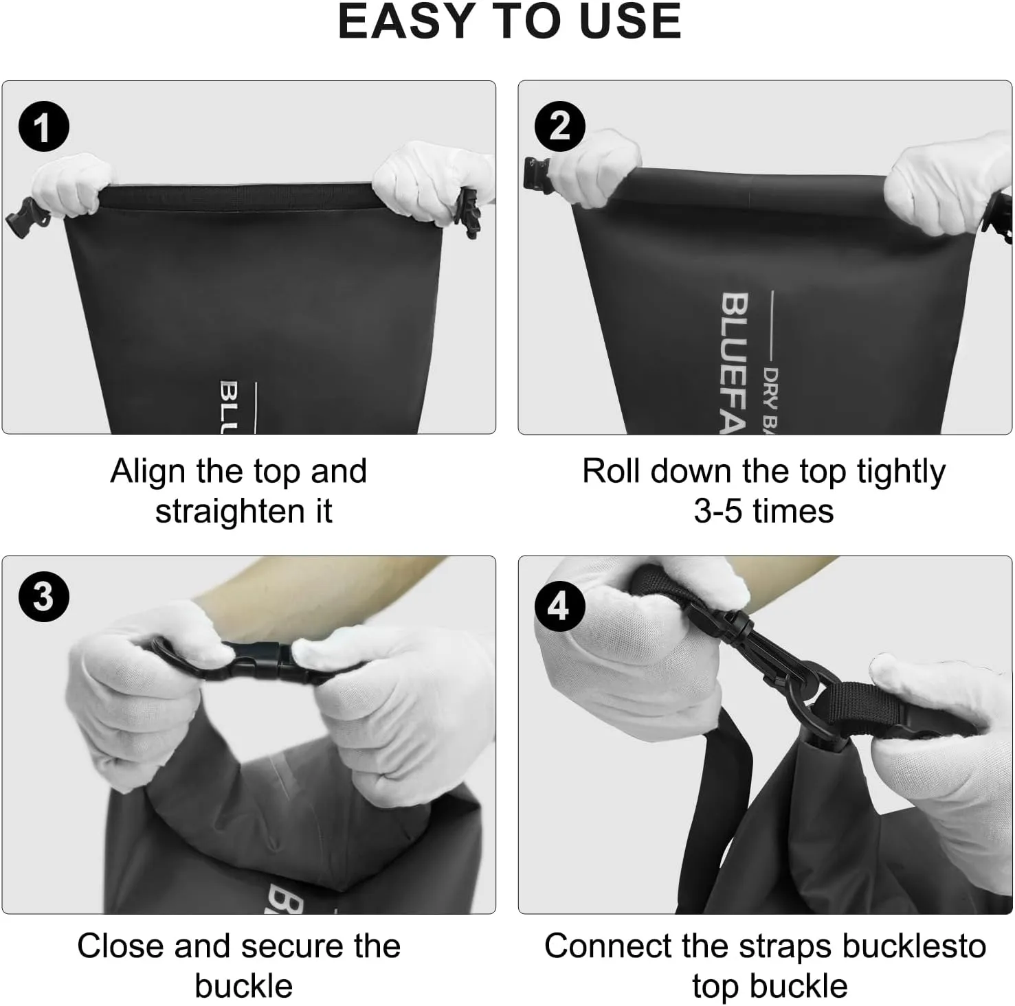 Waterproof Dry Bag Floating Roll Top Waterproof Backpack for Kayaking, Rafting, Boating, SUP, Fishing with IPX8 Waterproof Phone Case, Black, 30L