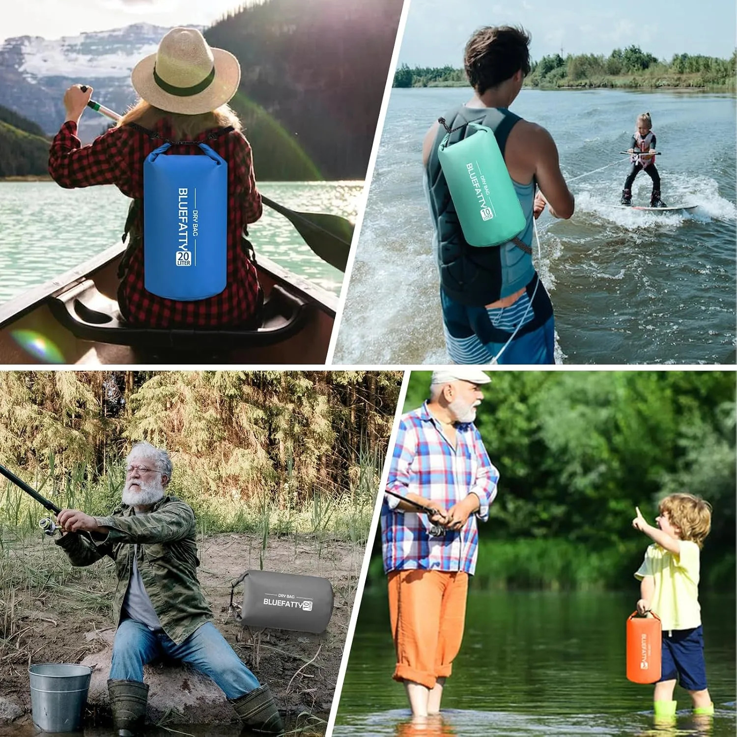 Waterproof Dry Bag Floating Roll Top Waterproof Backpack for Kayaking, Rafting, Boating, SUP, Fishing with IPX8 Waterproof Phone Case, Black, 30L