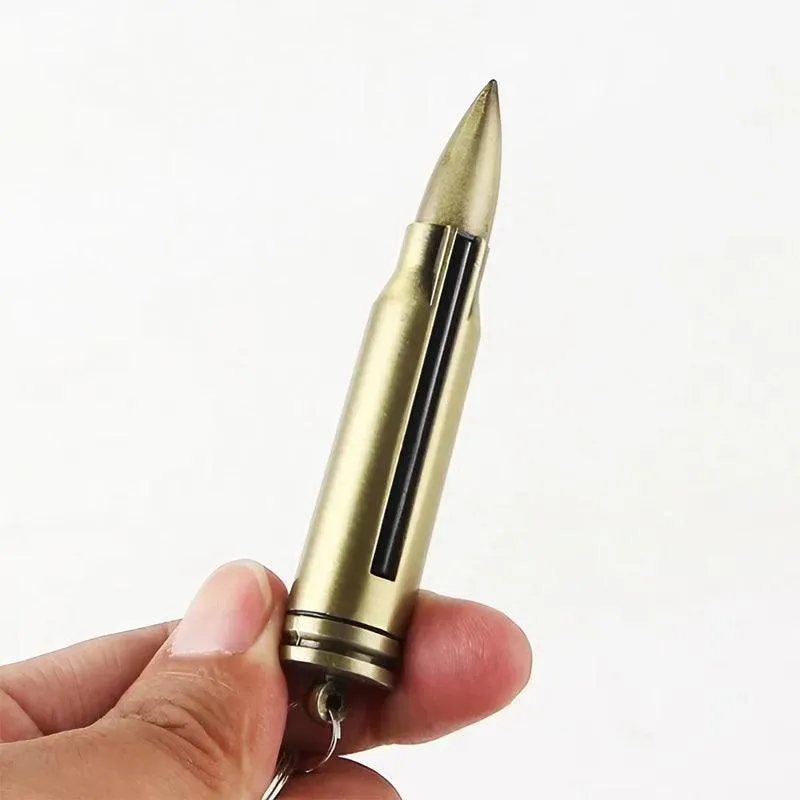 Waterproof Fire Starter Lighter Match Keychain Survival Camping Metal Bullet