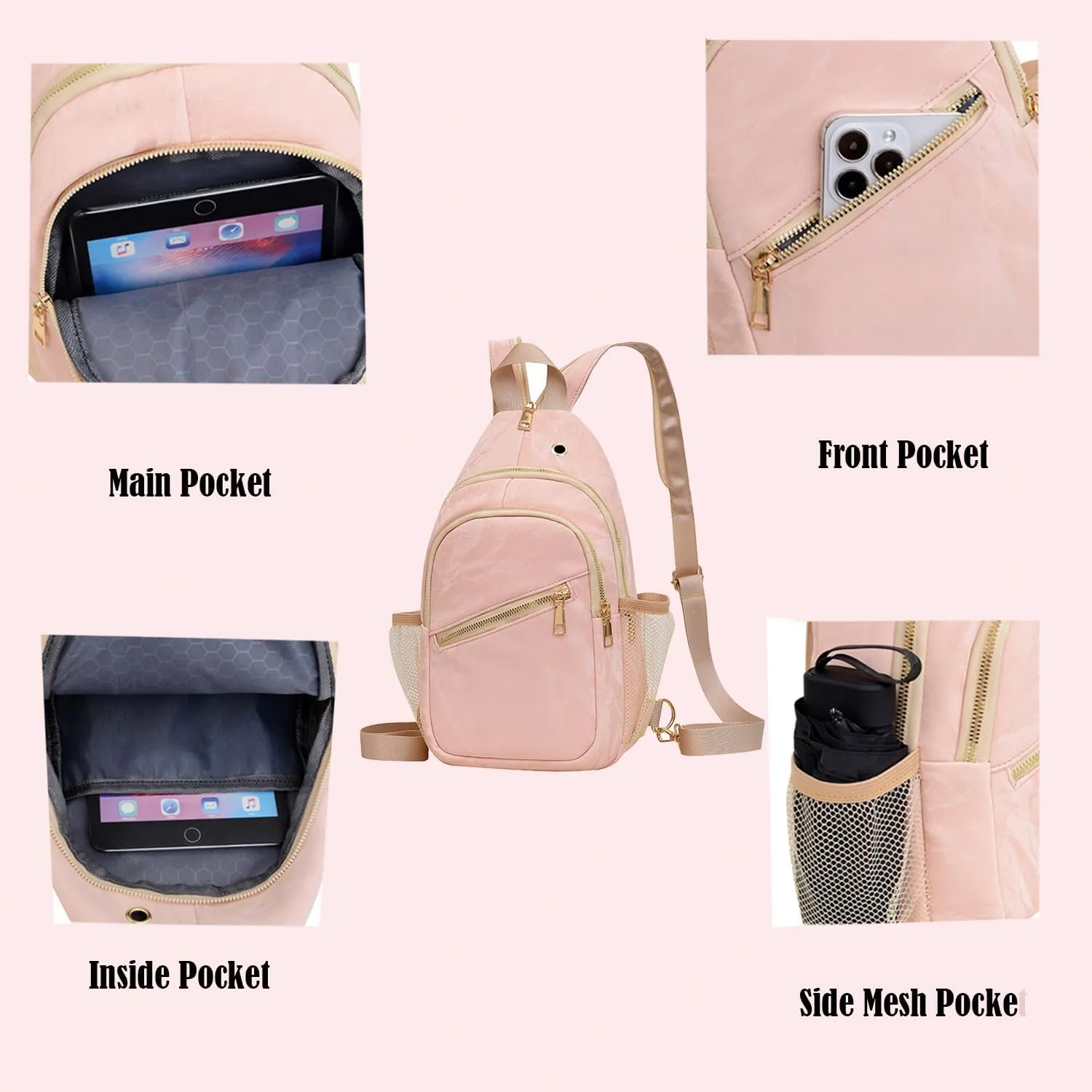Waterproof Sling Backpack Crossbody Shoulder Bag for Women Men, Crossbody Bag Casual Daypack Travel Hiking Adjustable Chest Bag