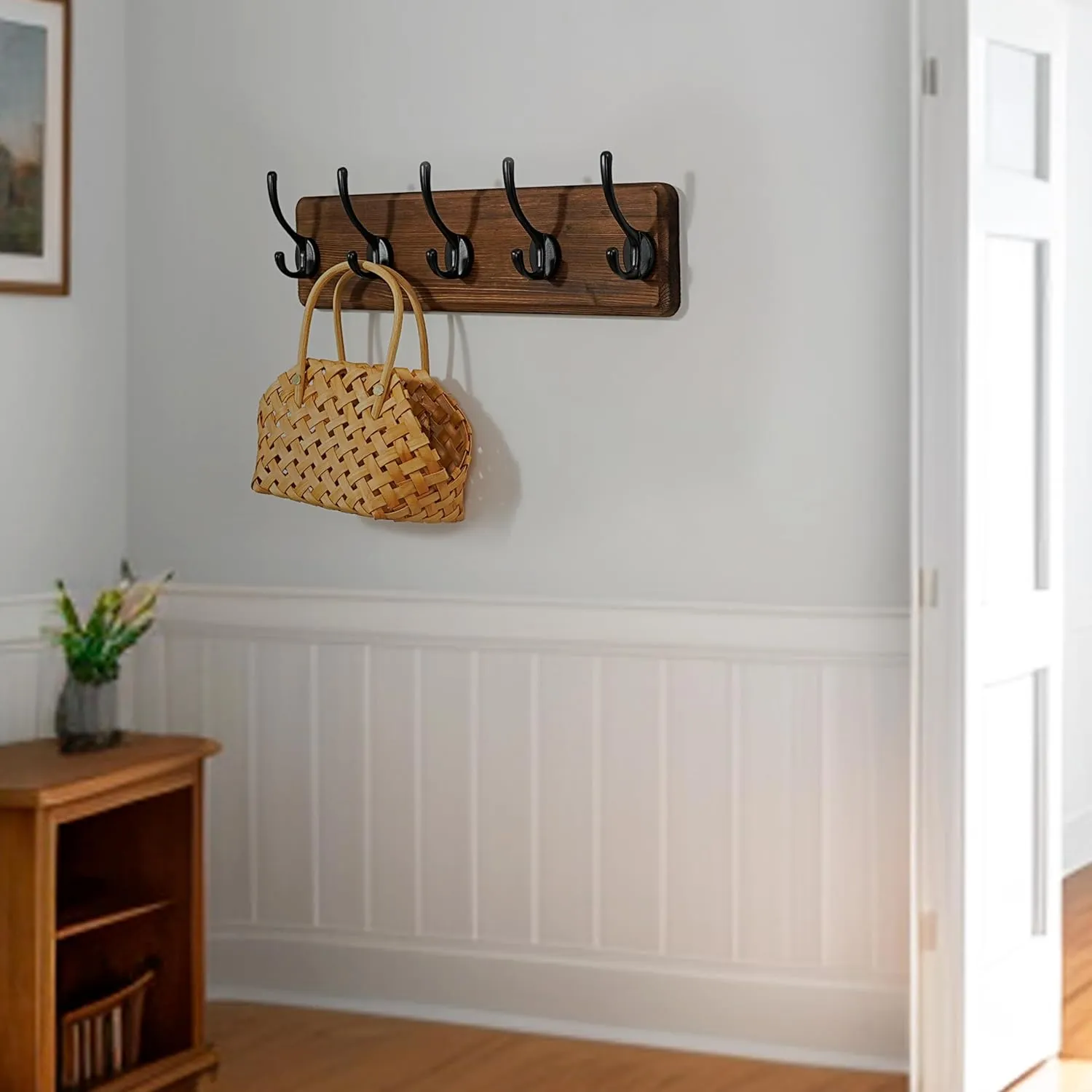 WEBI Coat Rack Wall Mount,Coat Hooks Wall Mounted,16" Hole to Hole,Rustic Large Coat Hanger Wall Hook Rack,5 Hooks for Hanging Coats,Hats,Jacket,Clothes,2 Packs