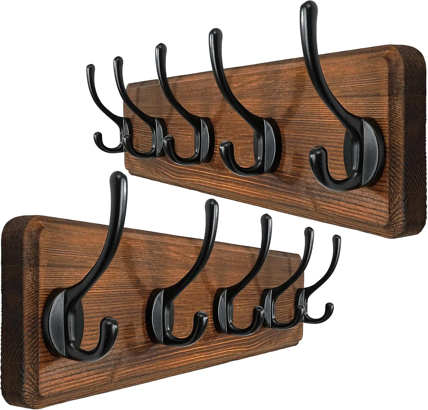 WEBI Coat Rack Wall Mount,Coat Hooks Wall Mounted,16" Hole to Hole,Rustic Large Coat Hanger Wall Hook Rack,5 Hooks for Hanging Coats,Hats,Jacket,Clothes,2 Packs
