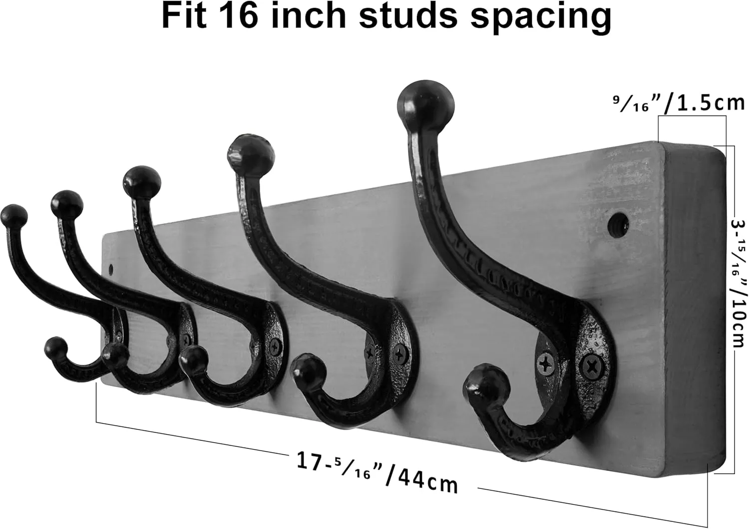 WEBI Rustic Coat Rack Wall Mount,5 Cast Iron Coat Hooks Wall Mounted Coat Hanger,Heavy Duty Vintage Hooks for Hanging Coats,Clothes,Jacket,Grey