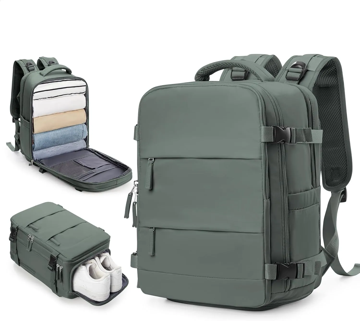 wepadre Travel Backpack Carry on Flight Approved Carry on Backpack for Airplanes Personal Item Travel Bag 18x14x8 Inches Traveling Backpack for Men Women Airback Backpack Mochila de Viaje Olive Green