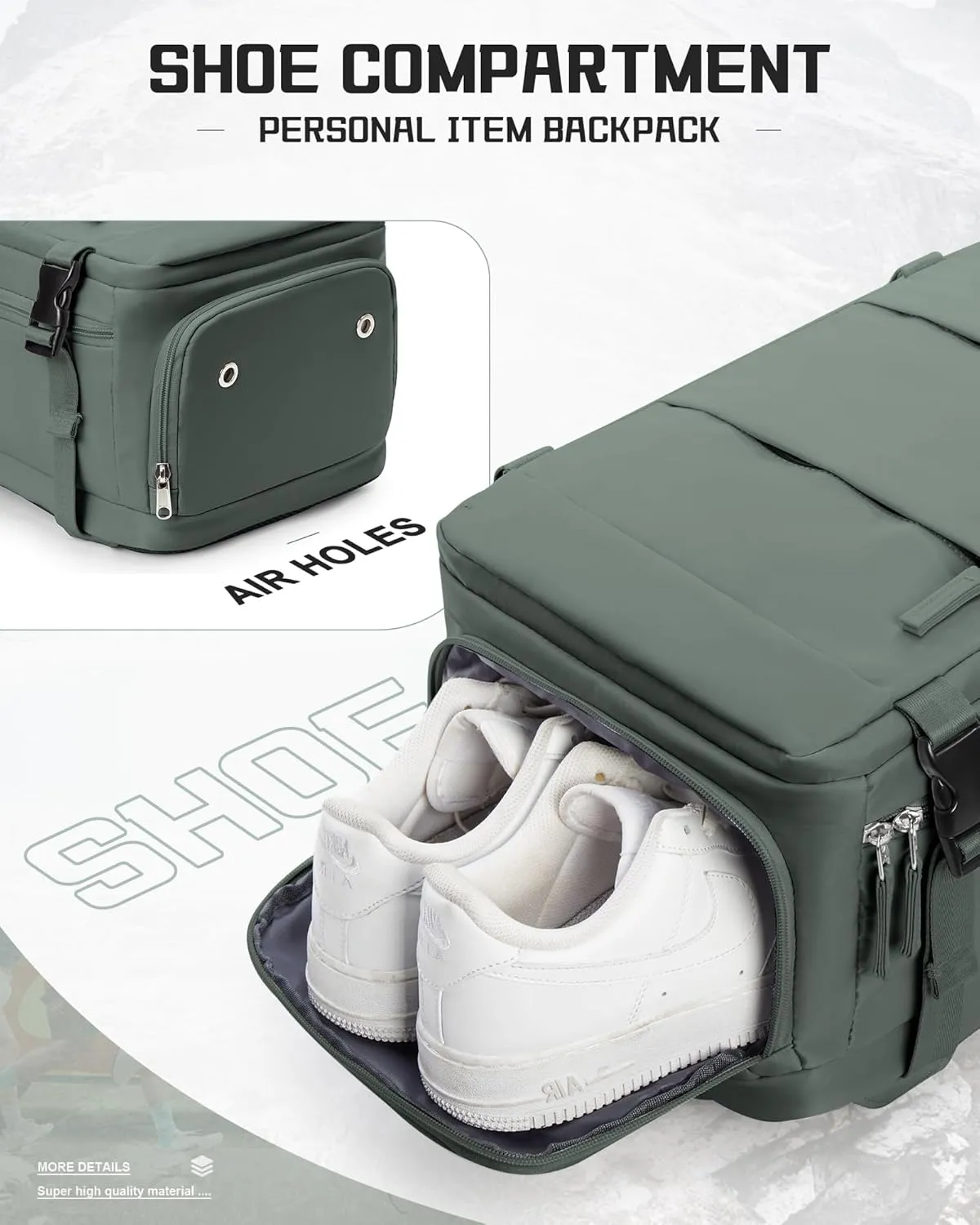 wepadre Travel Backpack Carry on Flight Approved Carry on Backpack for Airplanes Personal Item Travel Bag 18x14x8 Inches Traveling Backpack for Men Women Airback Backpack Mochila de Viaje Olive Green