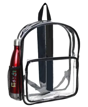 Wholesale Case Lot: 25 pcs 16" Heavy Duty Clear Security Backpack 0.3mm PVC Quality See-Through Student Bookbag  |||   25 PACKS | $6.76 PER PACK