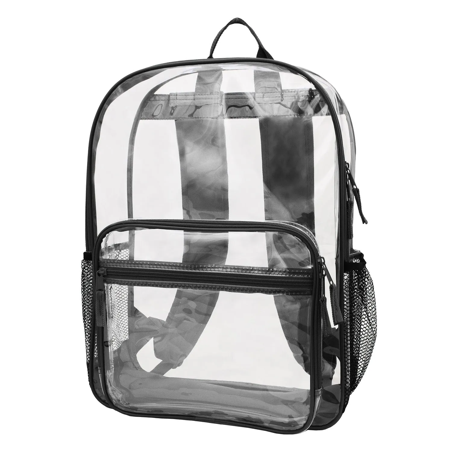 Wholesale Case Lot: 25 pcs 18" Heavy Duty Multi Function Backpack 0.3mm PVC Quality See-Through Student Bookbag  |||   25 PACKS | $8 PER PACK