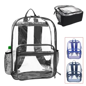 Wholesale Case Lot: 25 pcs 18" Heavy Duty Multi Function Backpack 0.3mm PVC Quality See-Through Student Bookbag  |||   25 PACKS | $8 PER PACK