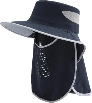 Wide Brim Sun Hat with Neck Flap Sun Protection Full Coverage Outdoor Hat for Gardening Fishing Hiking Beach Travel