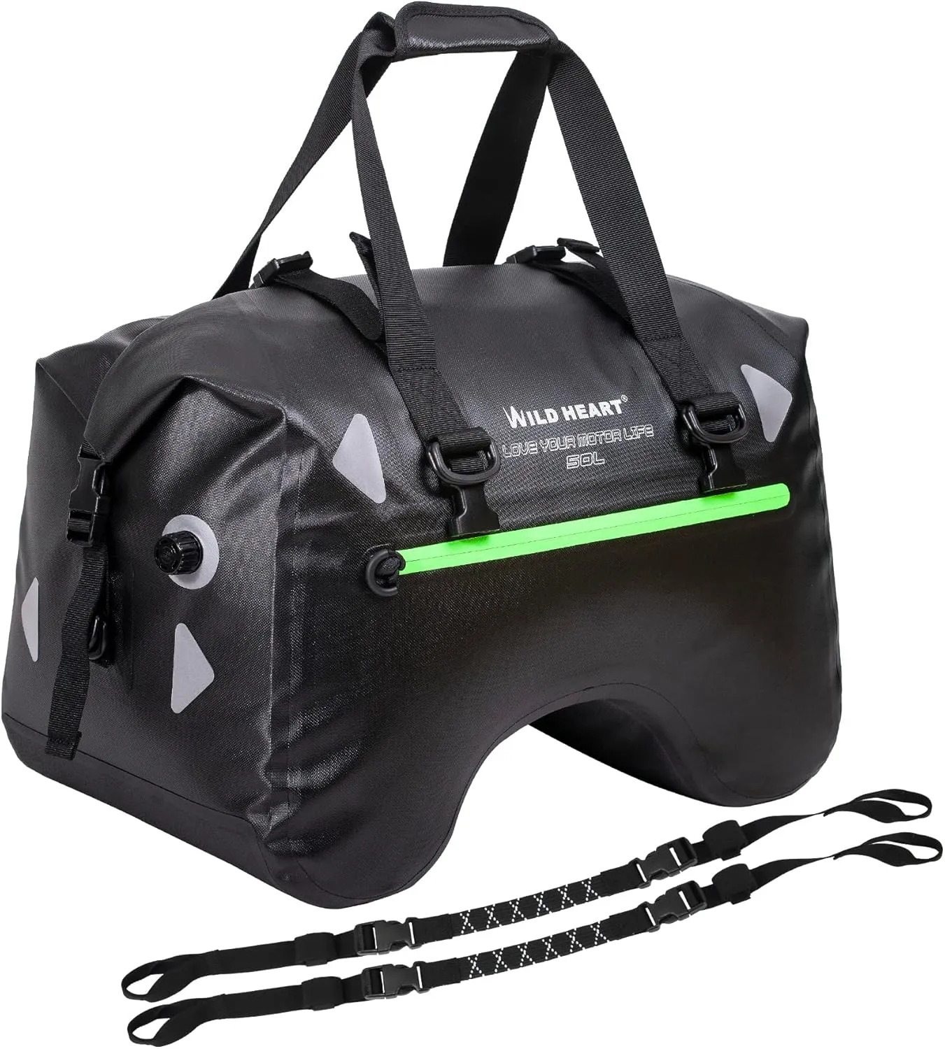 WILD HEART Dry Motorcycle Tail bag 70L/50L With Rope Straps and Inner Pocket Waterproof PVC 500D for Travel,Motorcycle and so on