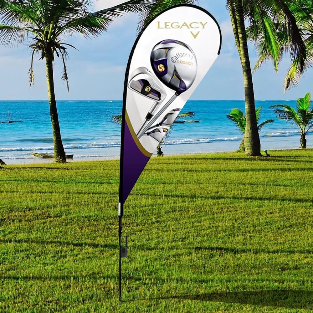 Windless Feather Flag Pole Kit Teardrop Flag Set Swooper Flag for Business Advertisement Including 4 Flagpoles and Ground Spike with Canvas Bag (M/11FT-Canvas Bag)