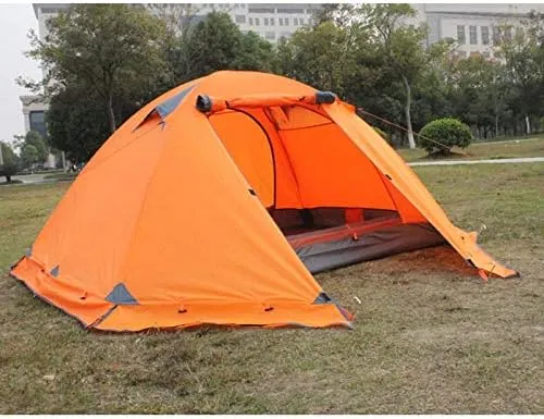 Winter Tent with Snow Skirt!2-3Persons Aluminum Pole Double Layer 2Doors Windproof Big Rain Proof Professional Camping Tent (Color : E) (Black One Size)