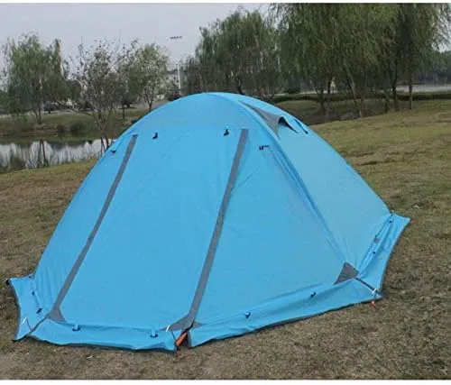 Winter Tent with Snow Skirt!2-3Persons Aluminum Pole Double Layer 2Doors Windproof Big Rain Proof Professional Camping Tent (Color : E) (Black One Size)