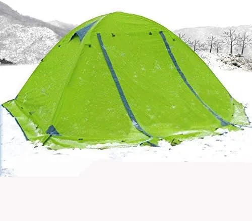 Winter Tent with Snow Skirt!2-3Persons Aluminum Pole Double Layer 2Doors Windproof Big Rain Proof Professional Camping Tent (Color : E) (Black One Size)
