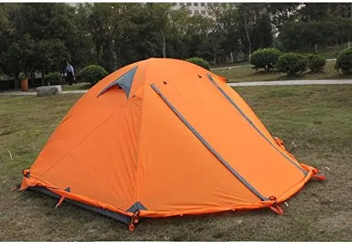 Winter Tent with Snow Skirt!2-3Persons Aluminum Pole Double Layer 2Doors Windproof Big Rain Proof Professional Camping Tent (Color : E) (Black One Size)