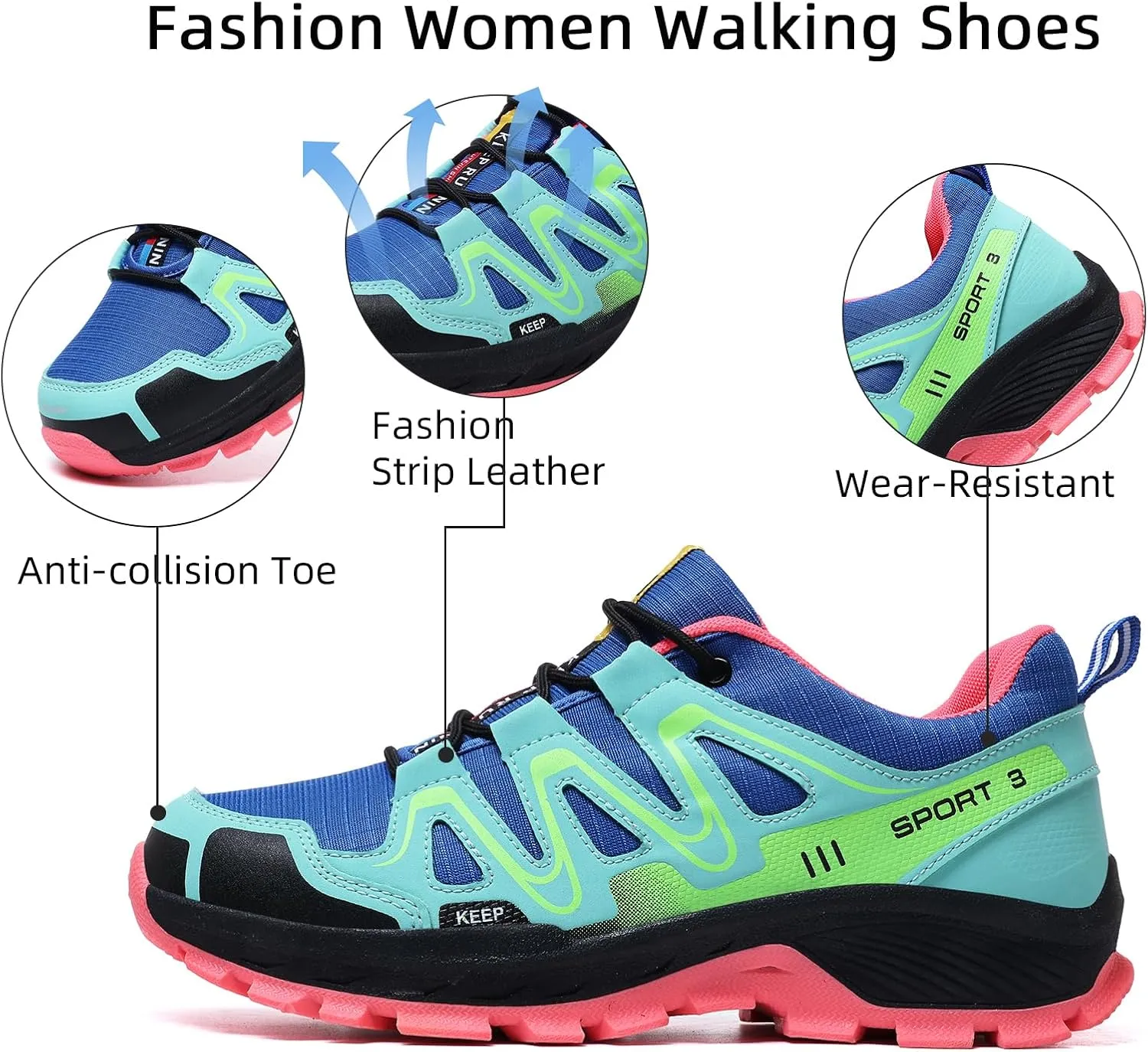 Women Fashion Sneakers Colorful Walking Leather Casual Shoes Lace-Up Non-Slip Lightweight Breathable Comfortable Running Tennis Platform Shoes for Women