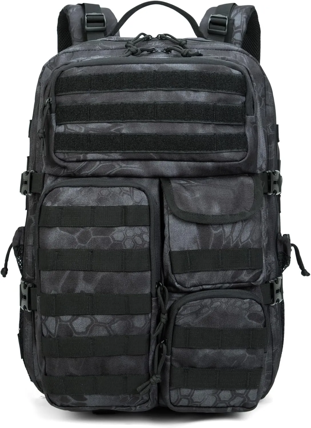 Wotony Tactical Backpack - Military waterproof backpack with multiple pockets and tactical gear for the outdoors (Camouflage Black, 45L)