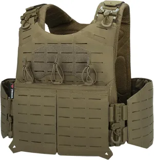 YAKEDA Tactical Weighted Vest With Quick Release Buckle Airsoft Outdoor Vest Back Ziiper Combination with Backpack
