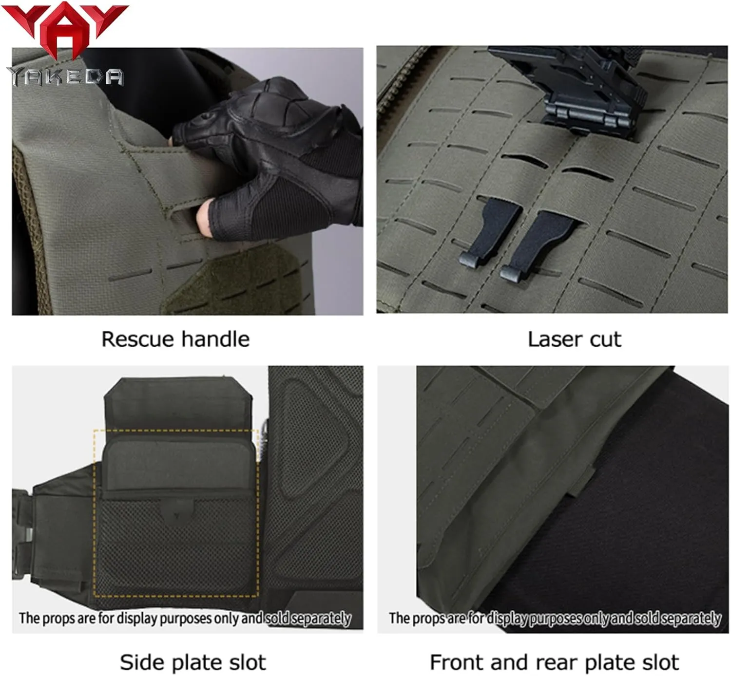YAKEDA Tactical Weighted Vest With Quick Release Buckle Airsoft Outdoor Vest Back Ziiper Combination with Backpack