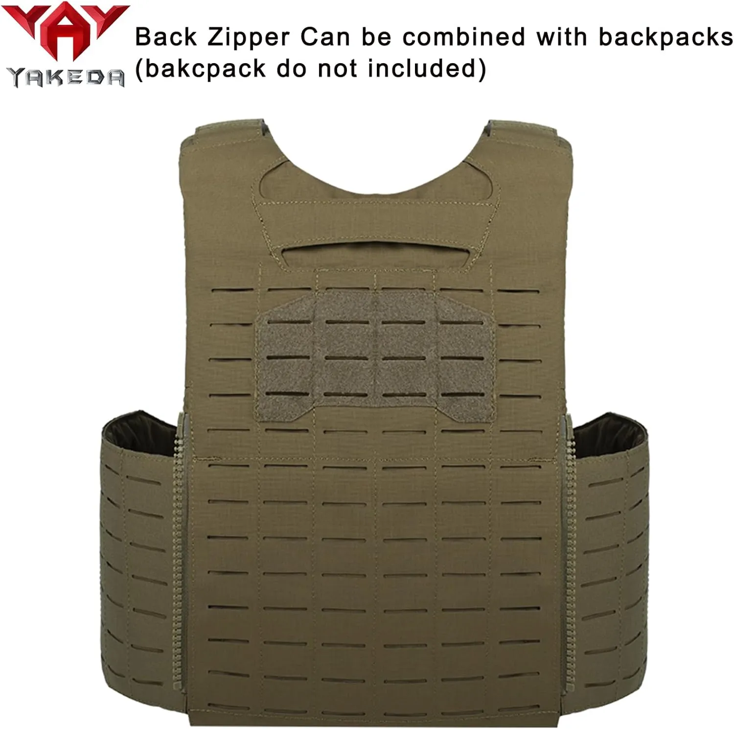 YAKEDA Tactical Weighted Vest With Quick Release Buckle Airsoft Outdoor Vest Back Ziiper Combination with Backpack