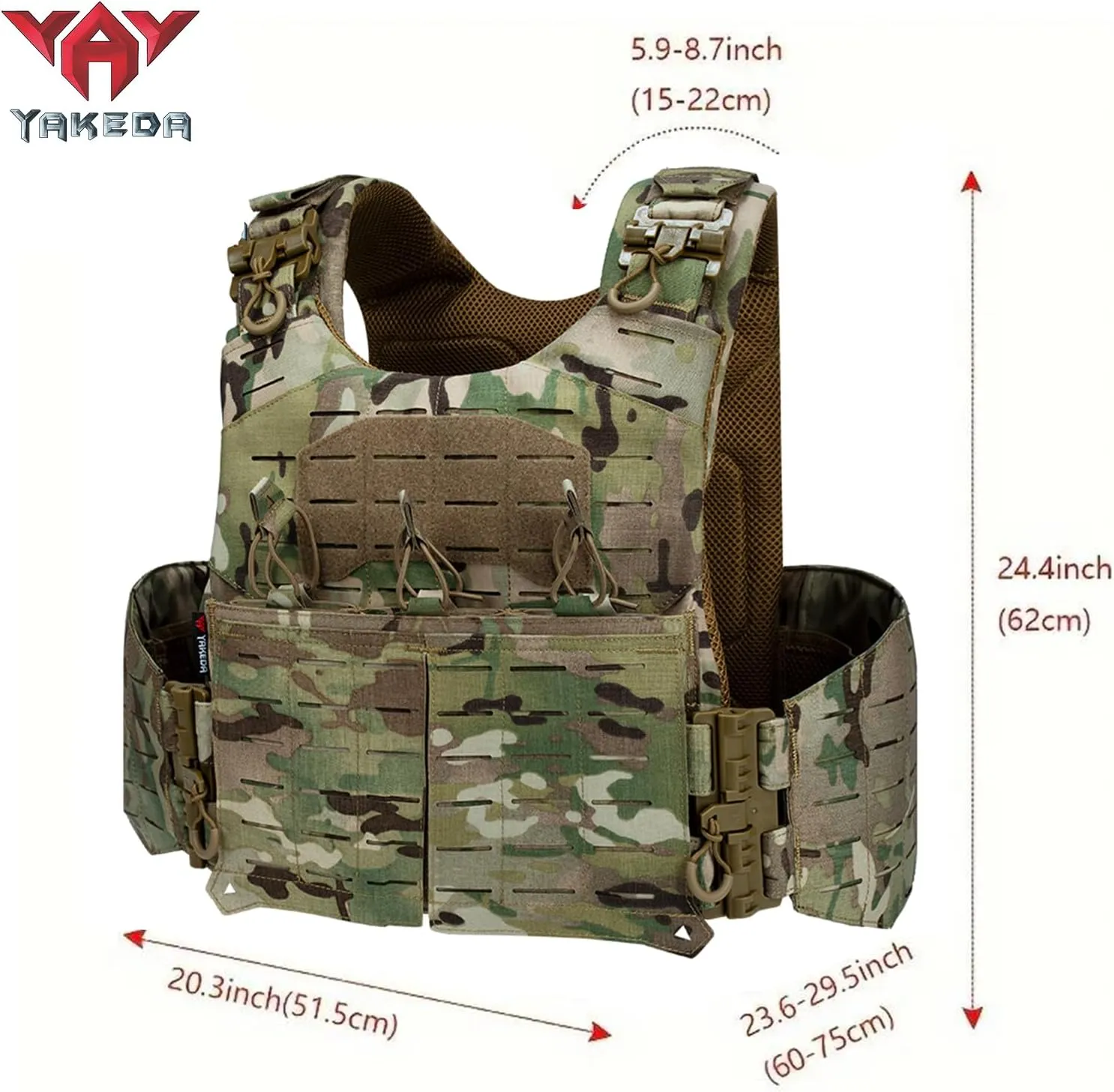YAKEDA Tactical Weighted Vest With Quick Release Buckle Airsoft Outdoor Vest Back Ziiper Combination with Backpack