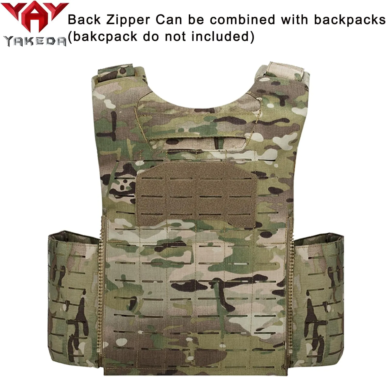 YAKEDA Tactical Weighted Vest With Quick Release Buckle Airsoft Outdoor Vest Back Ziiper Combination with Backpack