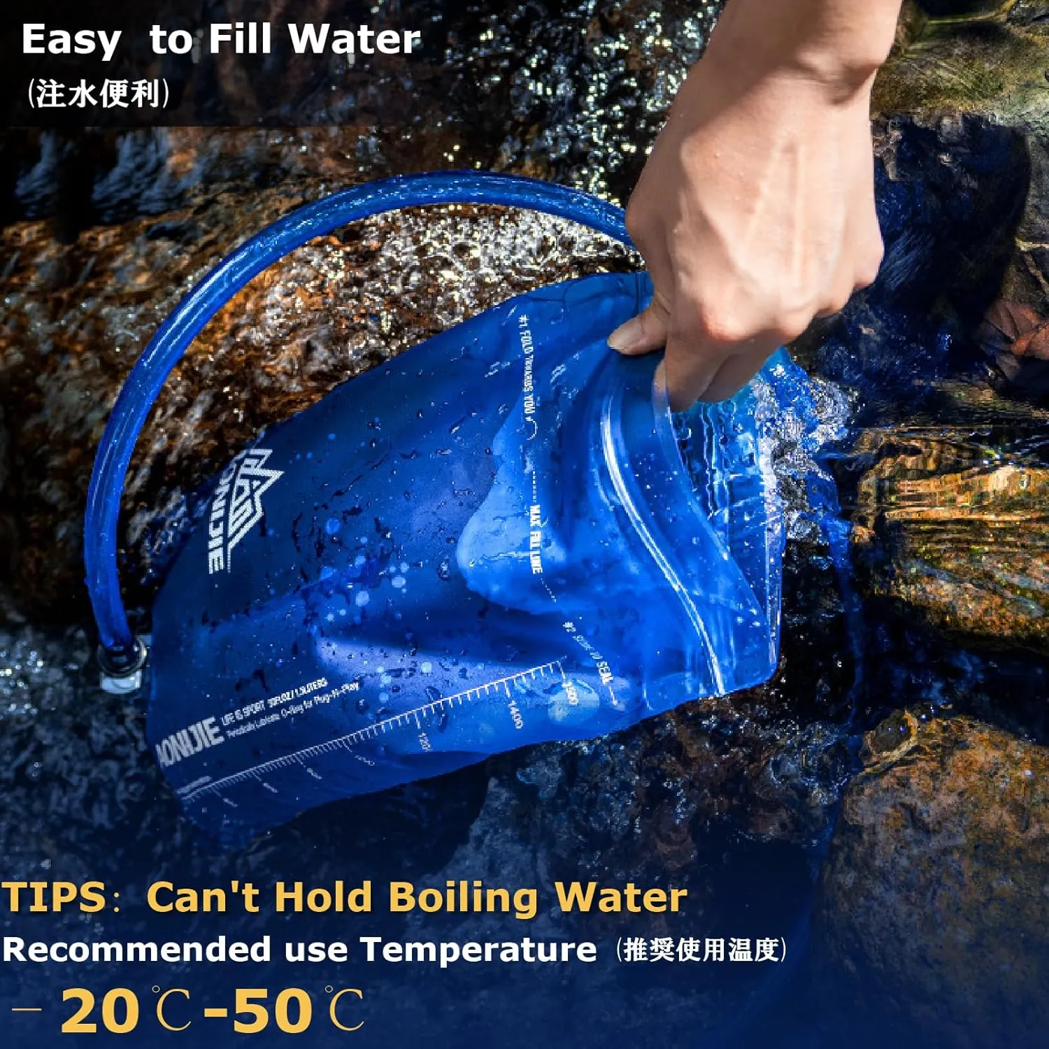 YAPJEB Hydration Bladder BPA Free 1.5L 2L 3L Water Reservoir Water Bladder for Running Hiking Climbing Cycling