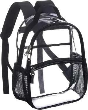 Yorssley Clear Backpack 12” - Heavy Duty Small Plastic Bookbag for Boys, Girls & Women Men- See Through Bag, Stadium Approved Transparent Backpack