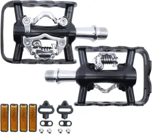 ZERAY Mountain Bike Pedals Sealed Clipless 9/16" Crank Compatible with SPD Cleats (Cleats Included)-Dual Platform Multi-Great for Road,Trekking,Touring,City Bike