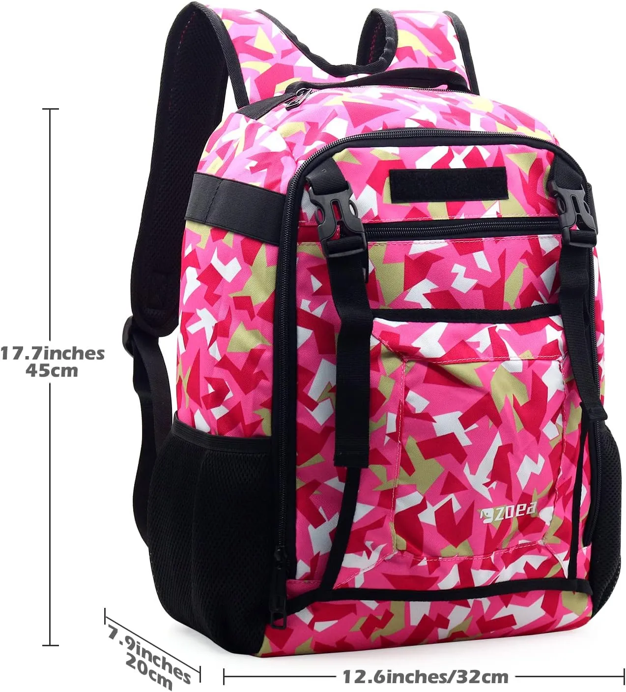 ZOEA Youth Baseball Bat Bag Backpack, T-Ball & Softball Equipment & Gear for Youth, Large Capacity Holds 2 Bats, Helmet, Gloves, Cleats, Helmet Holder and Includes Fence Hook