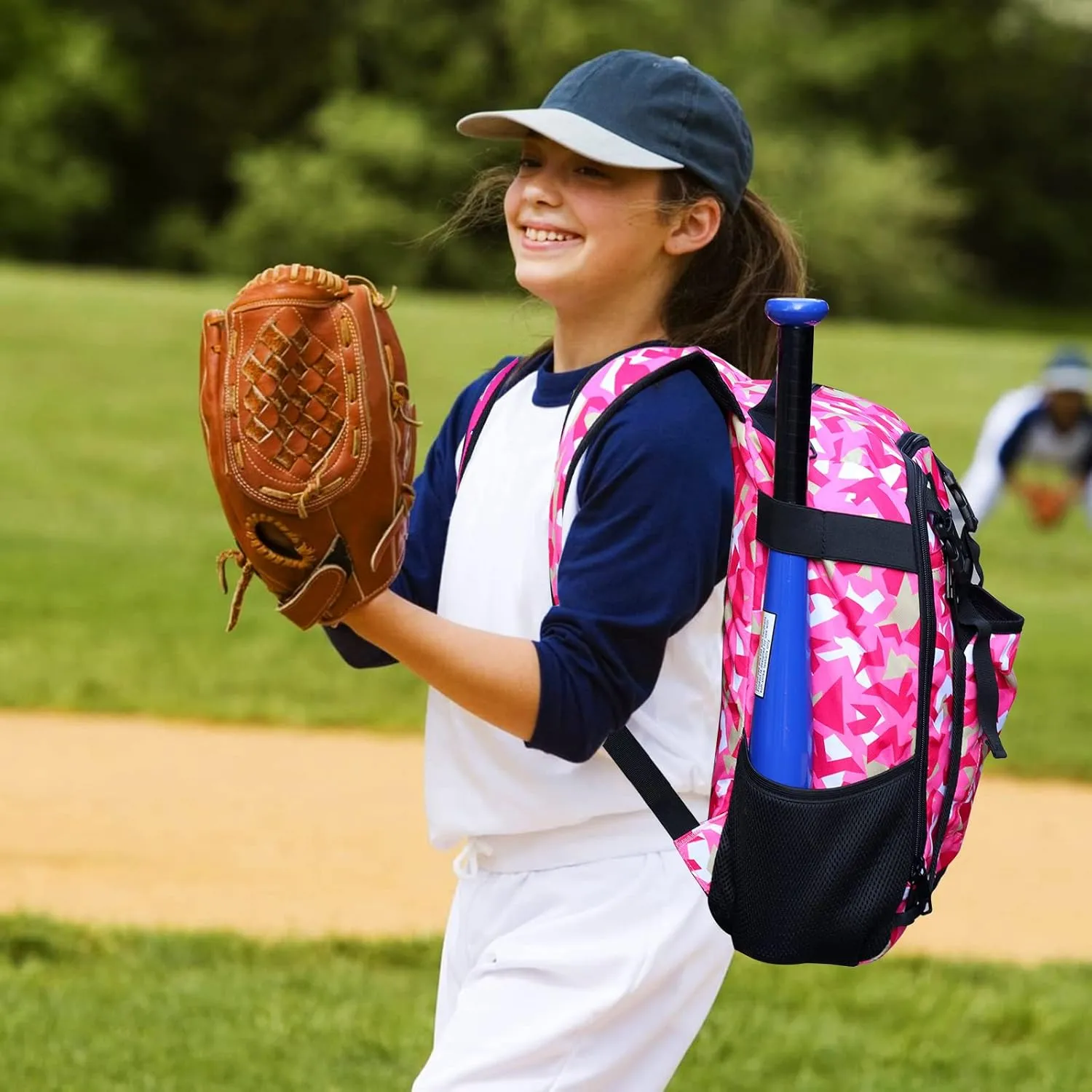 ZOEA Youth Baseball Bat Bag Backpack, T-Ball & Softball Equipment & Gear for Youth, Large Capacity Holds 2 Bats, Helmet, Gloves, Cleats, Helmet Holder and Includes Fence Hook