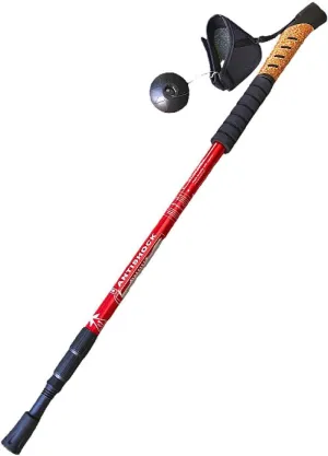 ZUKKY Ultra-Light 6061 Aluminum Alloy Outdoor Adjustable Shock Absorbing Trekking Pole All Terrain Three-Section Cork Ski Pole 2 Pieces Red Red